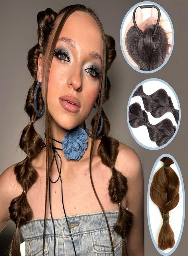 RUSTAMM Bubble Ponytail Wig Synthetic Braided Extensions with Hair Ties Hair Band Hairpieces for Women Girls DIY Daily Wear Accessories (black) - Image 2
